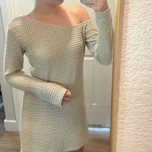 One Shoulder Knit Long Sleeve Dress